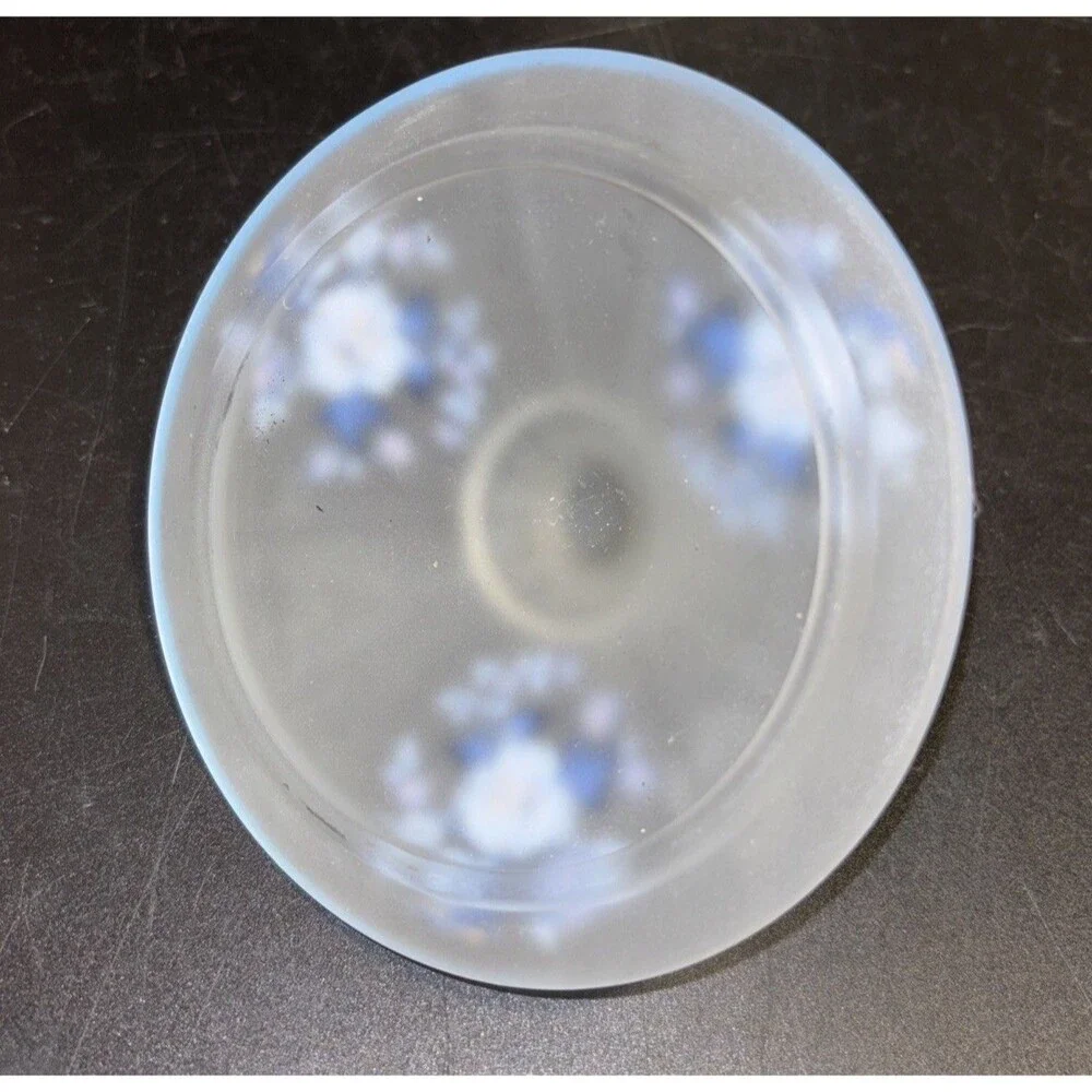 Vintage Frosted White Glass Candy Dish Floral